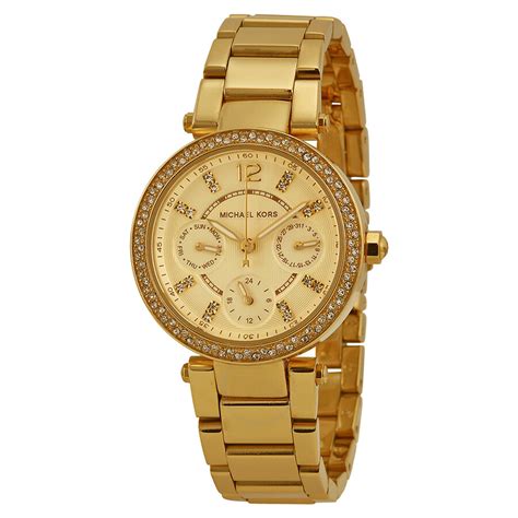 Michael Kors Mini Parker Champagne Glitz Dial Steel Ladies 